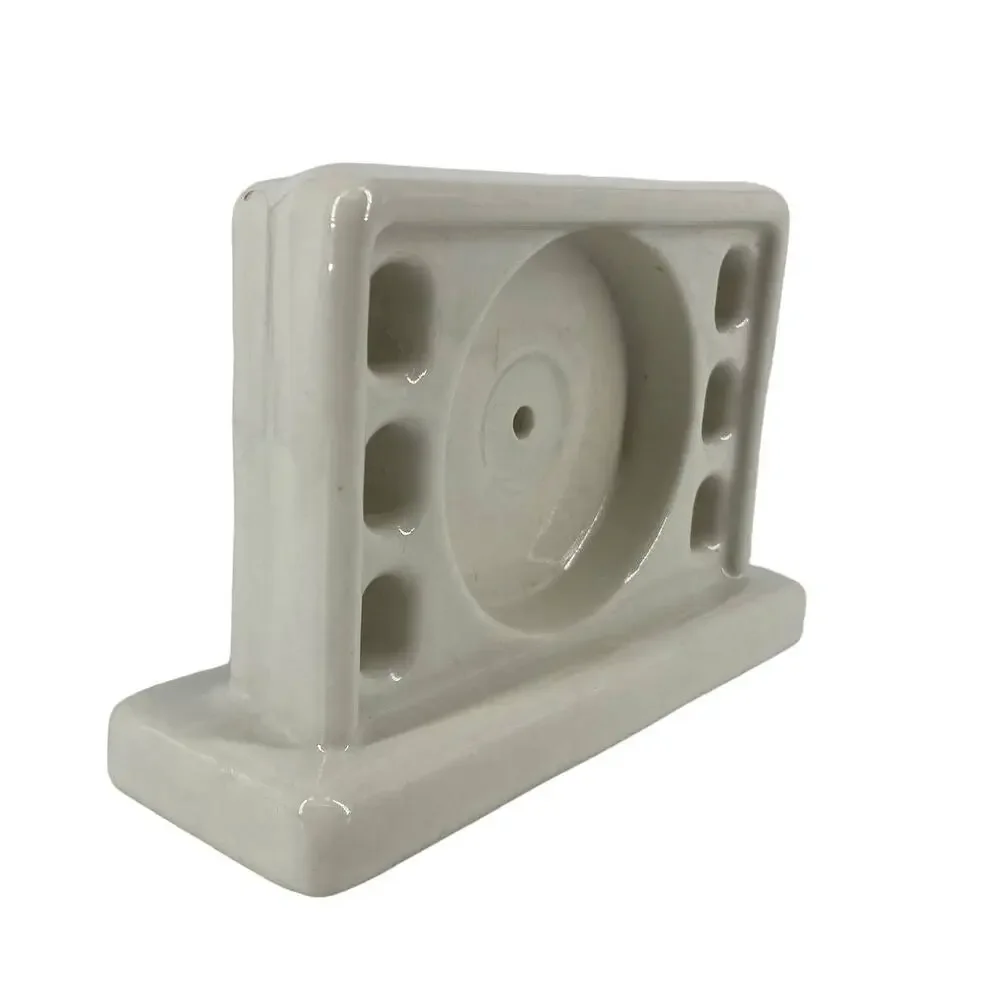 Vintage Ceramic 6-Slot Toothbrush and Cup Holder Wall Mount Antique Bath Reno